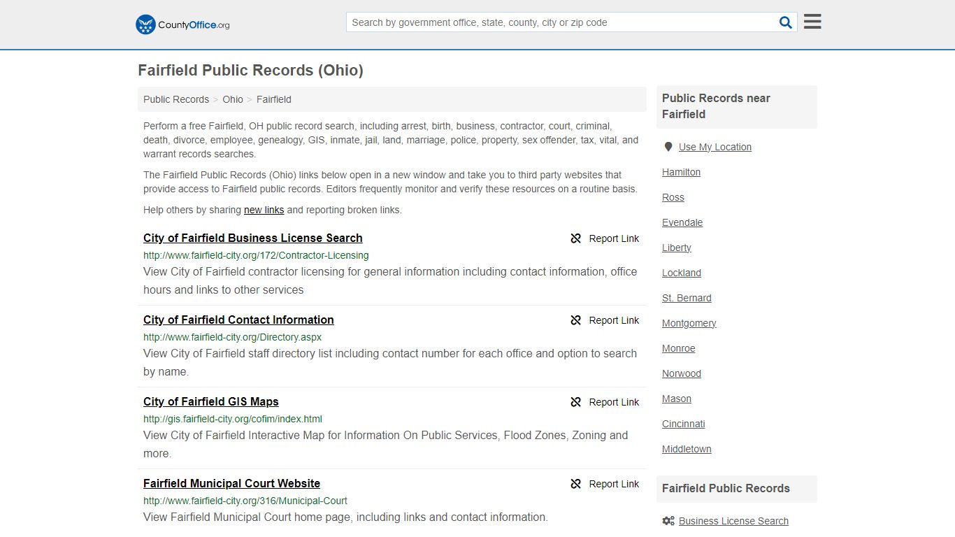 Public Records - Fairfield, OH (Business, Criminal, GIS, Property ...
